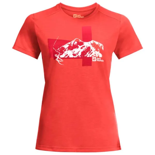 Tricou pentru femei Jack Wolfskin Vonnan S|S Graphic T W 100% poliester/ Red photo 1 Tricou pentru femei Jack Wolfskin Vonnan S|S Graphic T W 100% poliester/ Red photo 1