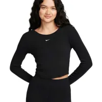 Tricou pentru femei Nike Nsw Nk Chll Knt Mrib Ls Top 9% elastan/ Black