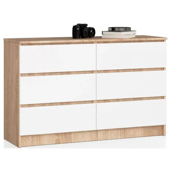 Comodă Akord K120 6SZ 77 x 120 x 40/ LPAL/ Alb photo 1