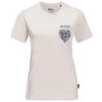 Tricou pentru femei Jack Wolfskin Discover Heart T W 100% bumbac/ White