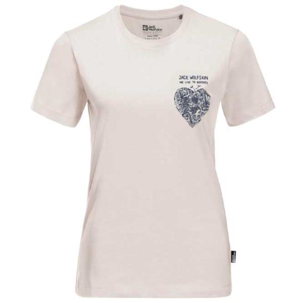 Tricou pentru femei Jack Wolfskin Discover Heart T W 100% bumbac/ White photo 1