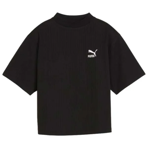 Tricou pentru femei Puma Classics Ribbed Relaxed Mock Neck Tee 38% Bumbac/ Black photo 1