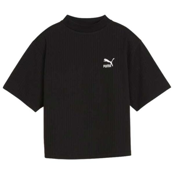 Tricou pentru femei Puma Classics Ribbed Relaxed Mock Neck Tee 38% Bumbac/ Black photo 1