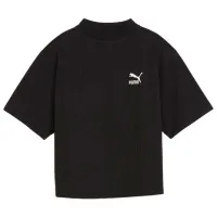 Tricou pentru femei Puma Classics Ribbed Relaxed Mock Neck Tee 38% Bumbac/ Black