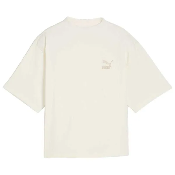 Tricou pentru femei Puma Classics Ribbed Relaxed Mock Neck Tee 38% Bumbac/ Beige photo 1