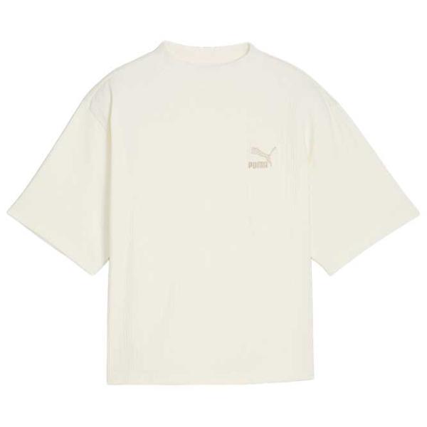 Tricou pentru femei Puma Classics Ribbed Relaxed Mock Neck Tee 38% Bumbac/ Beige photo 1