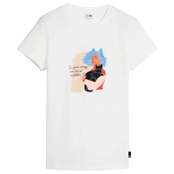 Tricou pentru femei Puma Graphics Positive Vibe Tee 100% bumbac/ White photo 1