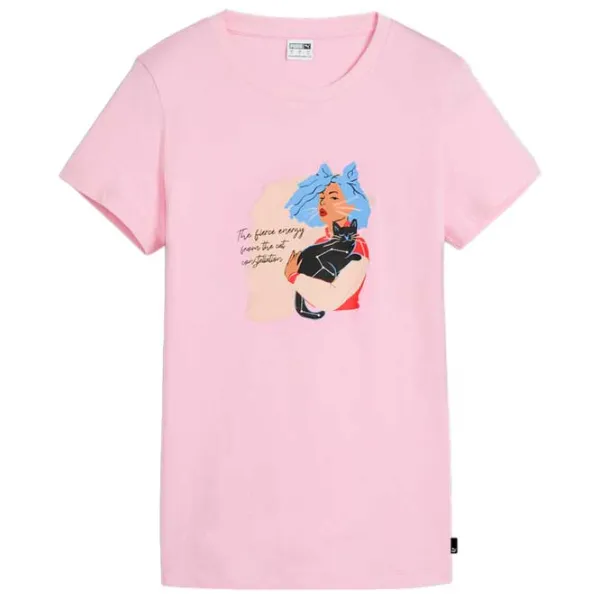 Tricou pentru femei Puma Graphics Positive Vibe Tee 100% bumbac/ Pink photo 1