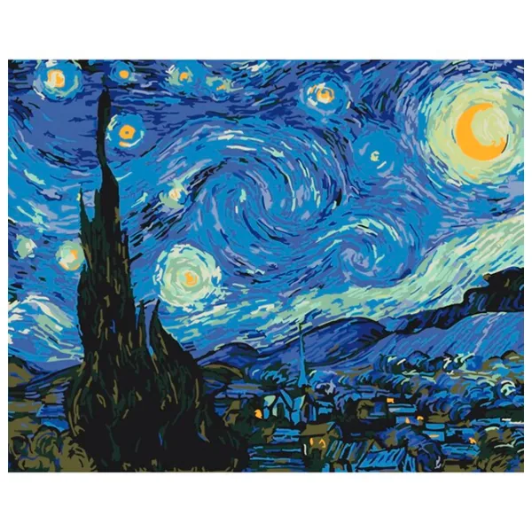 Pictură pe numere BrushMe Noaptea cu stele BS4756FC 50 x 40 cm/ Orizontală photo 1