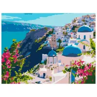 Картина по номерам BrushMe Пейзаж Санторини 50 x 40 см/ Горизонтальная