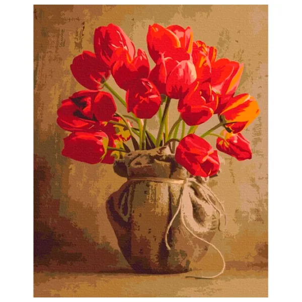Картина по номерам BrushMe Букет домашних тюльпанов 50 x 40 см/ Вертикальная photo 1