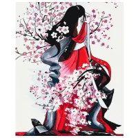 Pictură pe numere BrushMe Puterea Sakurei 50 x 40 cm/ Verticală