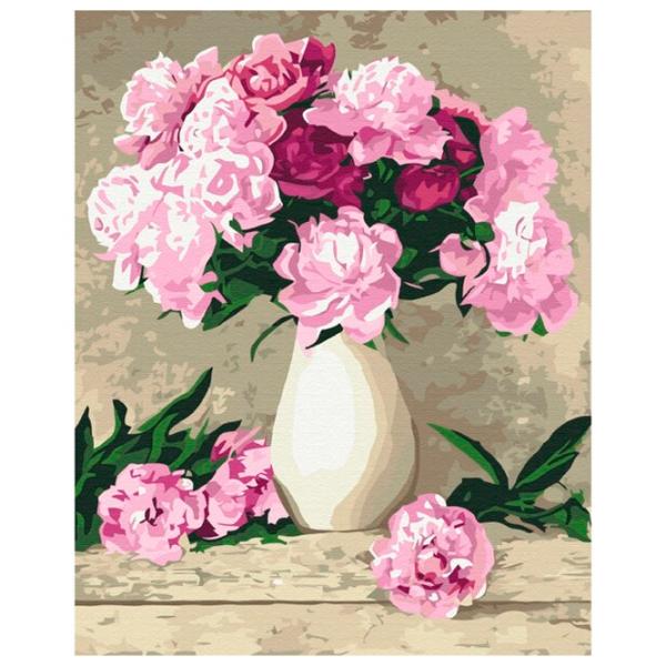 Pictură pe numere BrushMe Bujori delicati 50 x 40 cm/ Verticală photo 1