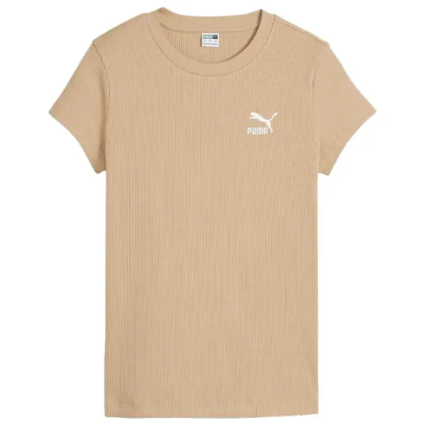 Футболка для женщин Puma Classics Ribbed Slim Tee 42% полиэстер/ Бежевый photo 1