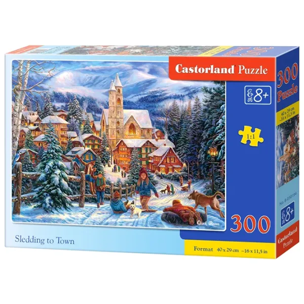 Puzzle 2D Castorland 300 Sledding to Town 8+/ Numărul de piese: 300 photo 1