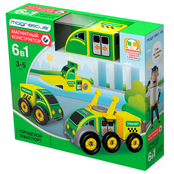Constructor Magneticus Transportul urban Mașină/ Multicolor photo 1