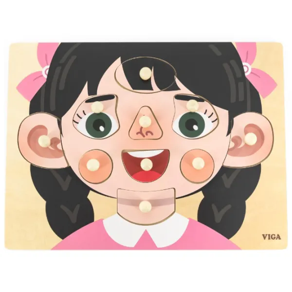 Puzzle VIGA Девочка - учим части лица 1+/ Количество деталей: 10 photo 1