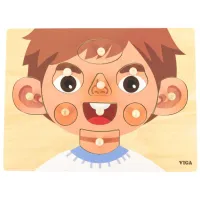 Puzzle VIGA Băiețel - învățăm părțile feței 1+/ Numărul de piese: 10