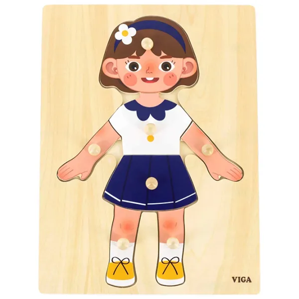 Puzzle VIGA Девочка - Изучаем части тела 1+/ Количество деталей: 7 photo 1