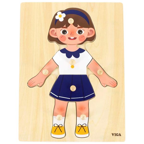 Puzzle VIGA Девочка - Изучаем части тела 1+/ Количество деталей: 7 photo 1