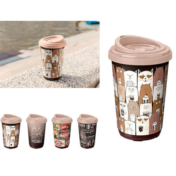 Cană termo Bytplast Phibo Cu desen Brown 0.4l photo 1 Cană termo Bytplast Phibo Cu desen Brown 0.4l photo 1