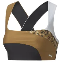 Bustieră pentru femei Puma Mid Impact Safari Glam Bra Brown