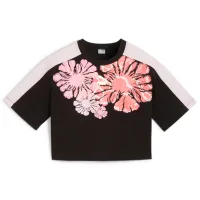 Tricou pentru fete Puma T7 Snflr Graphic Tee G 122 - 128 cm / Black