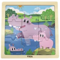 Puzzle VIGA Мама бегемот и ее малыш 1.5+/ Количество деталей: 9