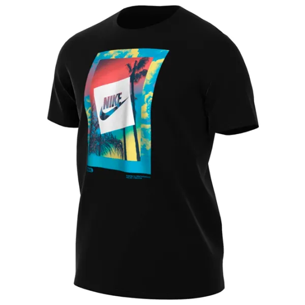 Tricou pentru bărbați Nike Shirt Sportswear Heatwave Photo 50% bumbac , 50% poliester/ Black photo 1