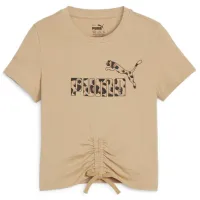 Tricou pentru fete Puma Ess+ Animal Knotted Tee G 134 - 140 cm / Beige