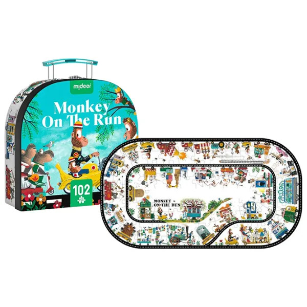 Puzzle 2D Mideer Maratonul maimuței 4+/ Numărul de piese: 102 photo 1