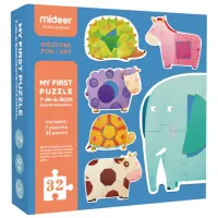 Set de puzzle-uri Mideer Geometrie și animale 2+/ Numărul de piese: 32