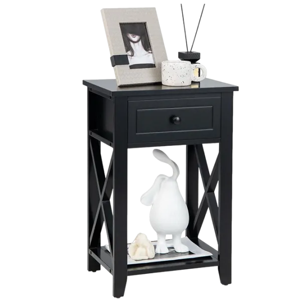 Тумбочки Costway HW66695BK 61.1см x 40см x 30см/ МДФ/ Black photo 1