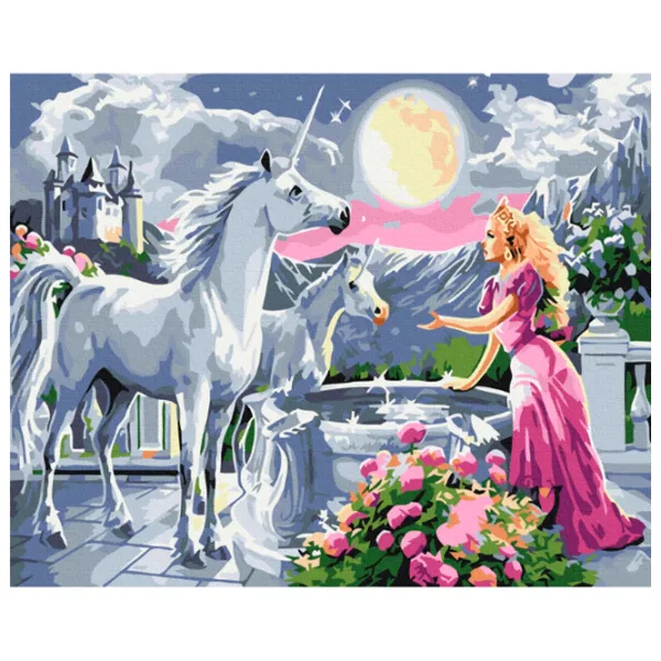 Картина по номерам BrushMe Принцесса и единороги BS25996FC 50 x 40 см / Горизонтальная photo 1