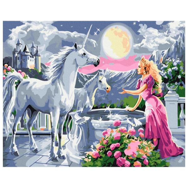 Картина по номерам BrushMe Принцесса и единороги BS25996FC 50 x 40 см / Горизонтальная photo 1