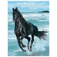 Картина по номерам BrushMe Чёрная лошадь BS29330 50 x 40 см/ Вертикальная