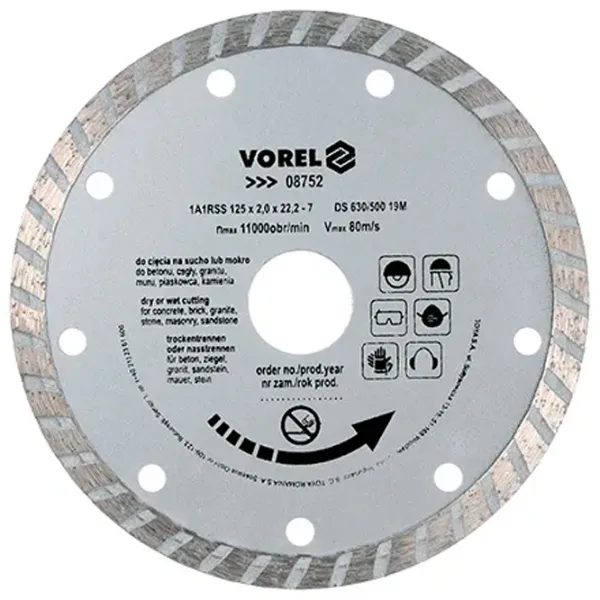 Диск алмазный сплошной Vorel VOR08752  photo 1