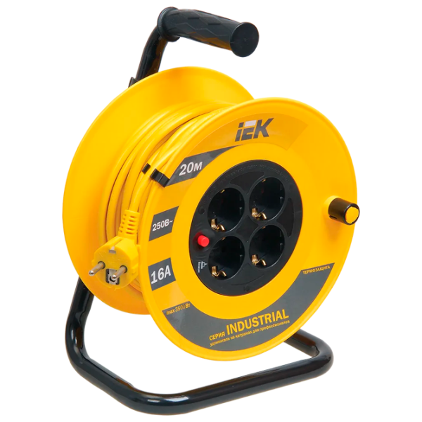 Удлинитель на катушке IEK WKP10-16-04-20 20 м Желтый photo 1