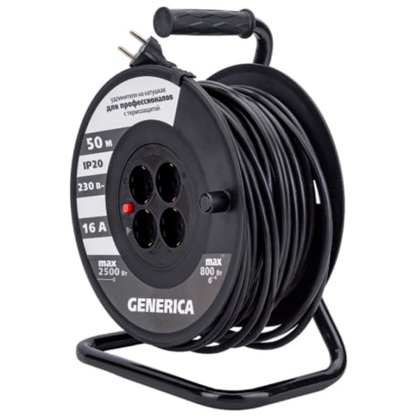 Удлинитель на катушке Generica WKP20-16-04-20-G 20 м Черный photo 1