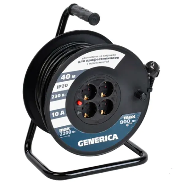 Удлинитель на катушке Generica WKP10-10-04-40-G 40 м Серый photo 1