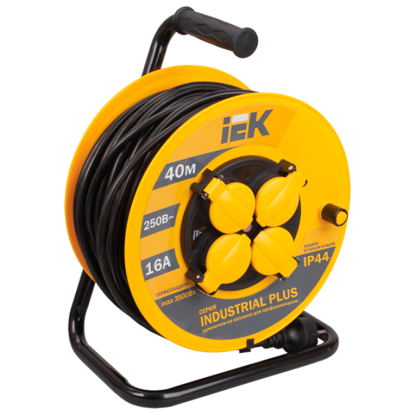 Удлинитель на катушке IEK WKP15-16-04-40-44 40 м Желтый photo 1