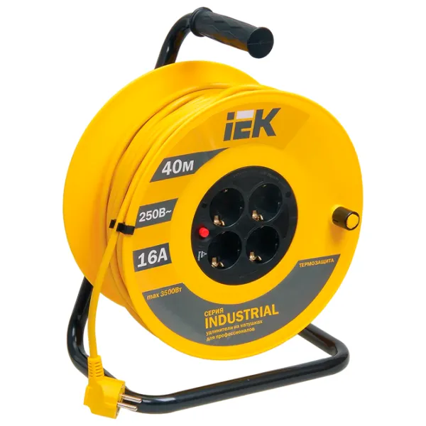 Удлинитель на катушке IEK WKP10-16-04-40 40 м Желтый photo 1