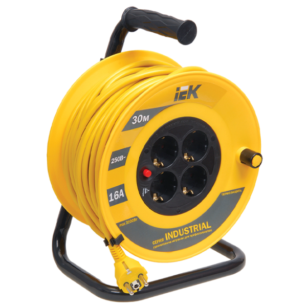 Удлинитель на катушке IEK WKP15-16-04-30 30 м Желтый photo 1