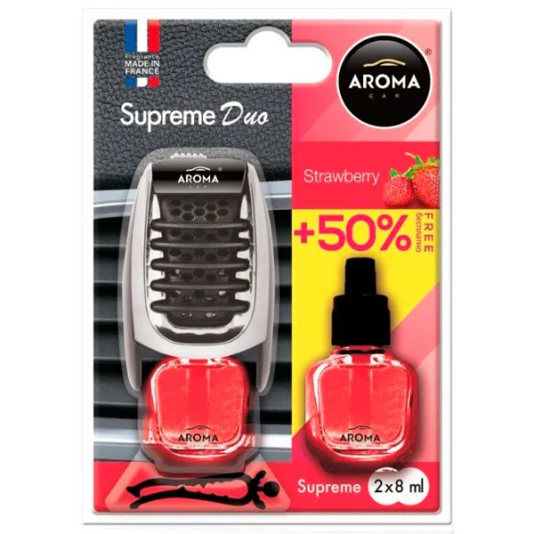 Aromatizator auto Aroma Car Supreme Duo Strawberry/ 8 ml/ pe grila de ventilare photo 1 Aromatizator auto Aroma Car Supreme Duo Strawberry/ 8 ml/ pe grila de ventilare photo 1