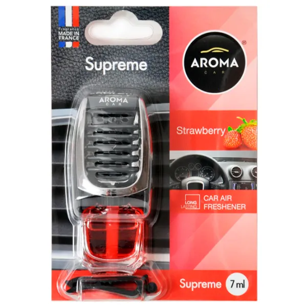 Aromatizator auto Aroma Car Supreme Strawberry/ 8 ml/ pe grila de ventilare photo 1 Aromatizator auto Aroma Car Supreme Strawberry/ 8 ml/ pe grila de ventilare photo 1