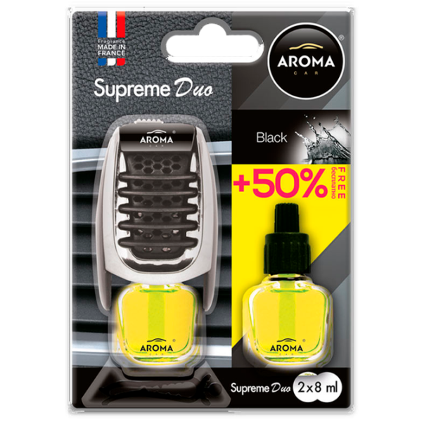 Ароматизатор для авто Aroma Car Supreme Duo Black/ 8 мл/ на решетке вентиляции photo 1 Ароматизатор для авто Aroma Car Supreme Duo Black/ 8 мл/ на решетке вентиляции photo 1