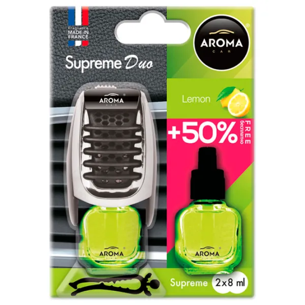 Aromatizator auto Aroma Car Supreme Duo Lemon/ 8 ml/ pe grila de ventilare photo 1 Aromatizator auto Aroma Car Supreme Duo Lemon/ 8 ml/ pe grila de ventilare photo 1