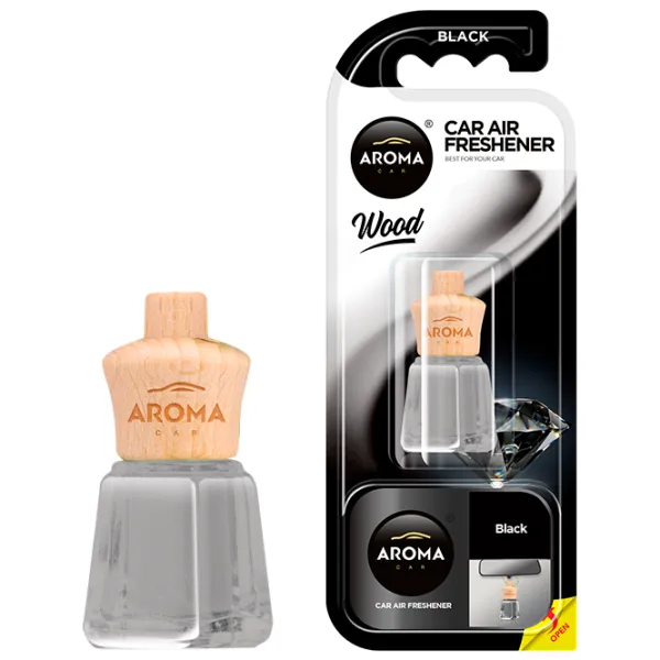 Aromatizator auto Aroma Car Wood mini Black/ 4 ml/ pe oglindă photo 1 Aromatizator auto Aroma Car Wood mini Black/ 4 ml/ pe oglindă photo 1