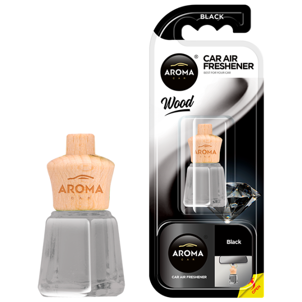 Aromatizator auto Aroma Car Wood mini Black/ 4 ml/ pe oglindă photo 1 Aromatizator auto Aroma Car Wood mini Black/ 4 ml/ pe oglindă photo 1