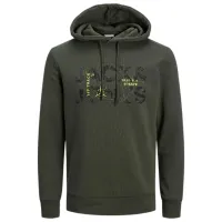 Толстовка для мужчин Jack & Jones JCOTECH LOGO SWEAT HOOD Прямой/ Зелёный
